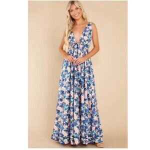 Aakaa Chasing The Tides Maxi | NWT | XS | Floral Print Open Back Dress